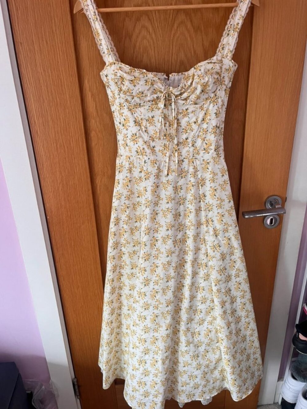 House of CB Summer Dress Floral Yellow White S